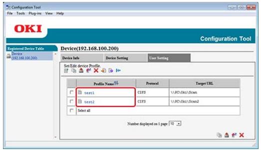 OKI ES8453DN - Cliquez sur un nom de profil pour le modifier. - 1