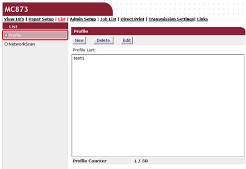 OKI ES8453DN - Supprimer un (profil) de destination à partir de la page Web - 4