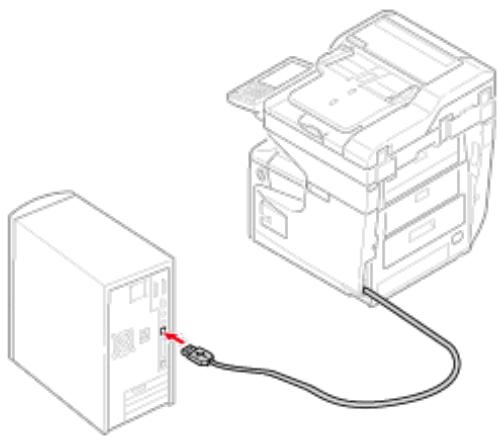 OKI ES8453DN - Insérez l'autre extrémité du cable USB dans le connecteur d'interface USB de l'ordinateur. - 1