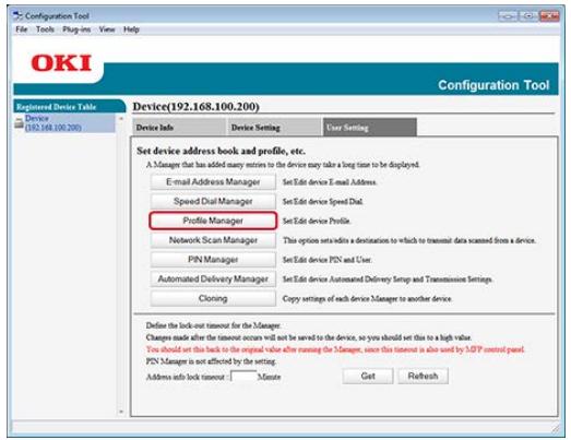 OKI ES8453DN - Cliquez sur [Gestionnaire de profil]. - 1