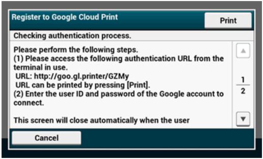 OKI ES8453DN - Lorsque le message [Inscrire le périphérique à Google Cloud Print ? Remarque : Un compte Google est requis pour l'inscription.] s'affiche, sélectionnez [Oui]. - 2