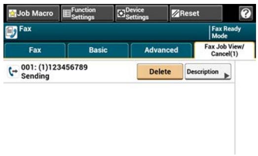 OKI ES8453DN - Onglet [Fax en cours : voir/annuler] - 1
