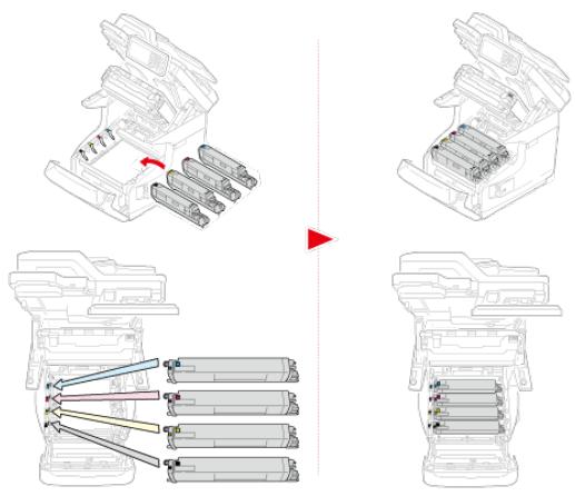 OKI ES8453DN - Remettez les quatre tambours image dans la machine. - 1