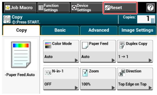 OKI ES8453DN - Utiliser [Reset (Réinitialiser)] sur le panneau tactile - 1