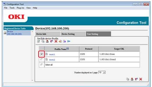 OKI ES8453DN - Cliquez sur un nom de profil pour le supprimer. - 1
