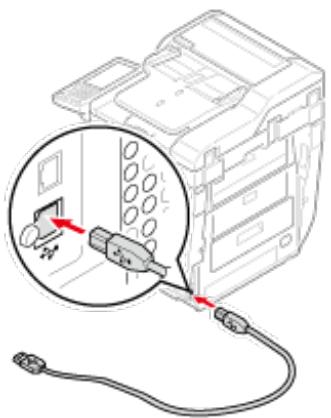 OKI ES8453DN - Insérez une extrémité du cable USB dans le connecteur d'interface USB de la machine. - 1