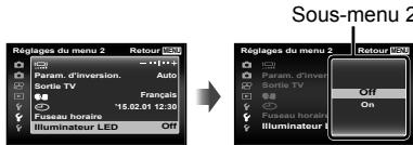 OLYMPUS TG6 - Utilisez  (molette principale) pour selectionner le sousmenu 1 souhaité puis appuyez sur la touche (ok). - 1