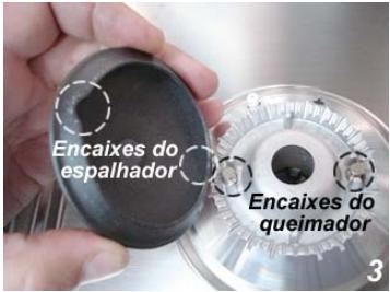 Encaixes do espalhador Encaixes do queimador 3
