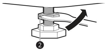 LG F174V92WRH - Fixer les pieds de réglage avec les écrous de blocage ② en les tournant dans le sens contraire des aiguilles d'une montre contre le fond de l'appareil. - 1