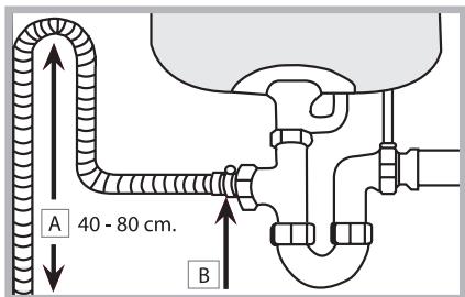 INDESIT DFP58T94A - Connecting the water outlet hose - 1