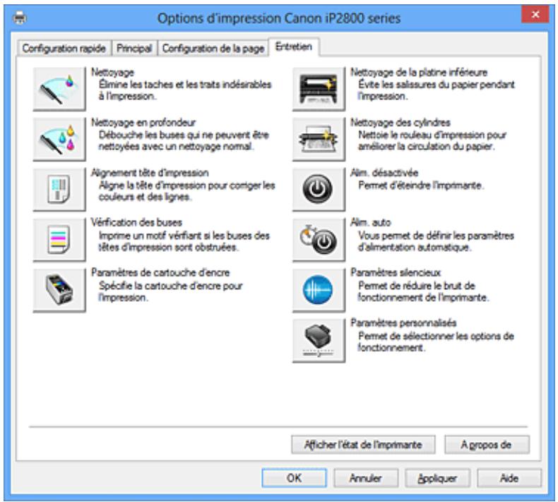 CANON TS 6350 - Description de l'onglet Entretien - 1