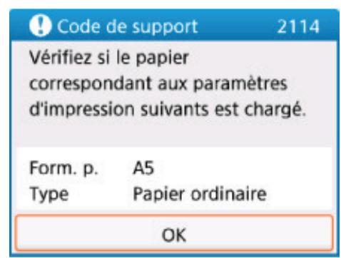 CANON PIXMA TS3350 - Lorsque les paramètres de papier pour l'impression ou la copie sont différents des informations concernant le papier enregistrées sur l'imprimante : - 3