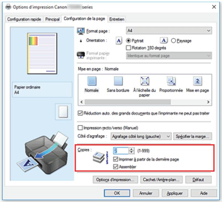 CANON PIXMA TS3350 - Définition du nombre de copies et de l'ordre d'impression - 1