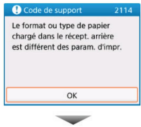 CANON PIXMA TS3350 - Lorsque les paramètres de papier pour l'impression ou la copie sont différents des informations concernant le papier enregistrées sur l'imprimante : - 2