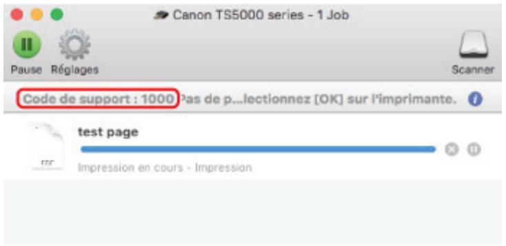 CANON PIXMA TS3350 - Lorsqu'un code support et un message s'affichent à l'écran : - 3