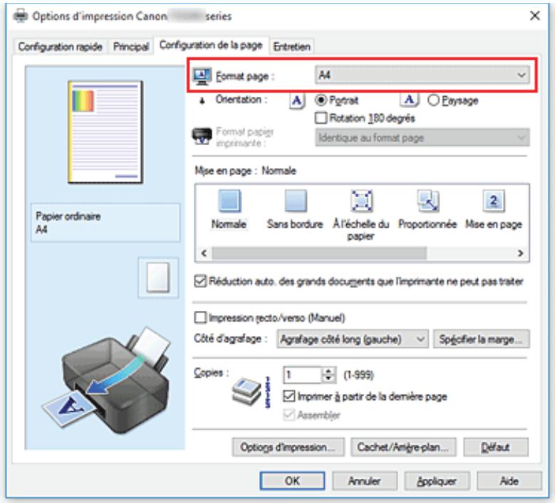 CANON PIXMA TS3350 - Définition d'un format page et d'une orientation - 1