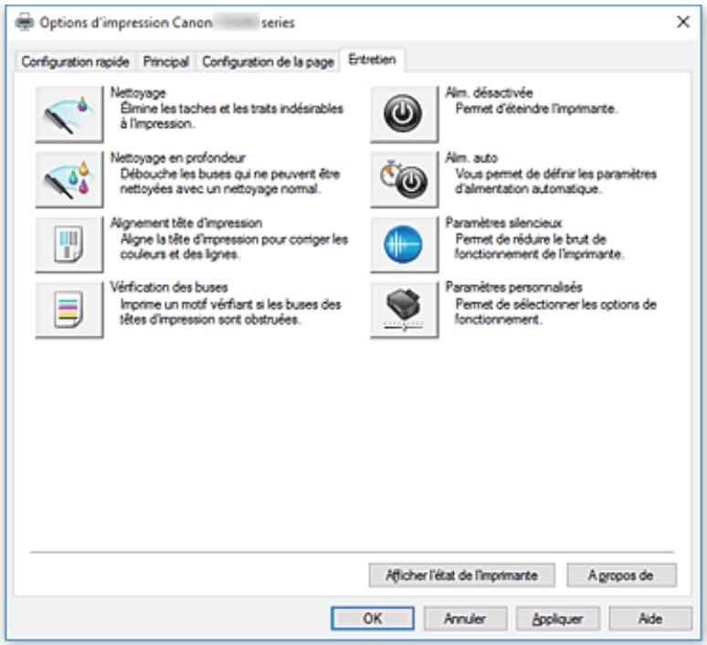 CANON PIXMA TS3350 - Description de l'onglet entretien - 1