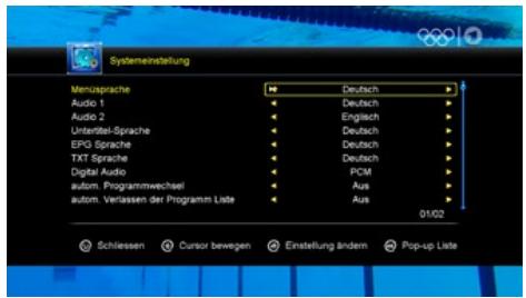 MEGASAT HD 5000 DC - Systemeinstellung - 1