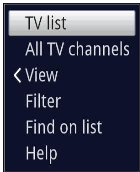 TV list All TV channels View Filter Find on list Help