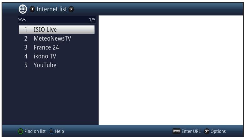 TECHNISAT DIGIT S3 HD - Using the Internet list to call up websites - 1