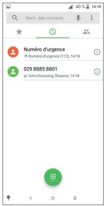 Rech. des contacts Numéro d'urgence ➤ Numéro d'urgence (112), 14:18 029 8885 8801 XIAH/Xianyang, Shaanxi, 14:18