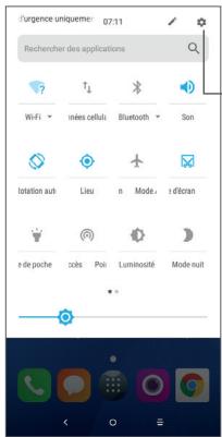 Urgence uniquement 07:11 Rechercheurs des applications Wi-Fi • mètes cellui Bluetooth Son totation auï Lieu n Mode r d'ébran e de poche zois Poi Luminouté Mode nuit
