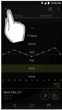 ONKYO GRANBEAT - Tap the icon at the top left of the screen to return to the play screen. - 1