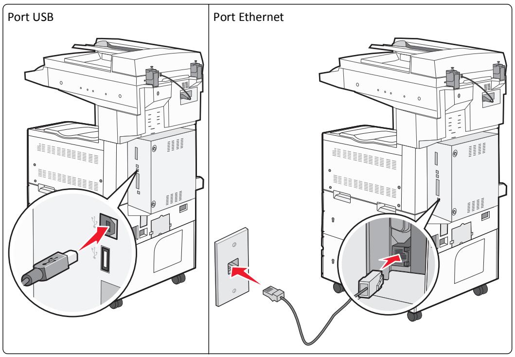 LEXMARK XM1140 - Connexion des câbles - 1