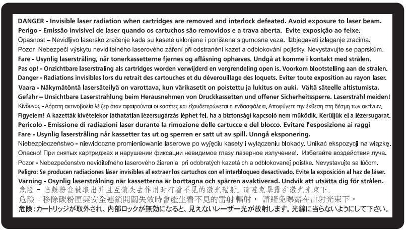 LEXMARK X860DE  -  X862DE -  X864DE - Étiquette d'avis relatif à l'utilisation de laser - 1