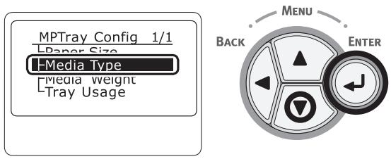 OKI ES6412DN - Appuyez sur le bouton  jusqu'à ce que [Configuration Bac MF (MPTray Config)] s'affiche. - 2