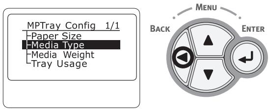 OKI ES6412DN - Appuyez sur le bouton  jusqu'à ce que [Configuration Bac MF (MPTray Config)] s'affiche. - 4