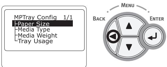 OKI ES6412DN - Appuyez sur le bouton  jusqu'à ce que [Configuration Bac MF (MPTray Config)] s'affiche. - 1