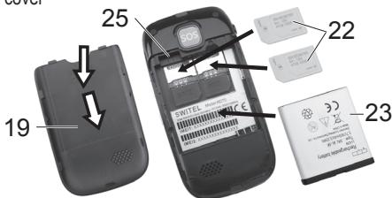 SWITEL M270 - Inserting the SIM card, Micro-SD card and battery ATTENTION! - 1