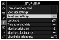 NIKON 1 V3 - Select Reset user settings. - 1