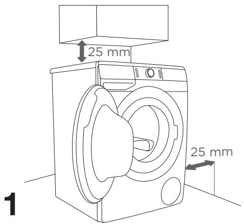GORENJE WA946 - Distances à respecter lors de l'installation du lave-linge - 1