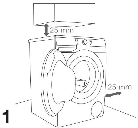 GORENJE W9624J - Distances à respecter lors de l'installation du lave-linge - 1