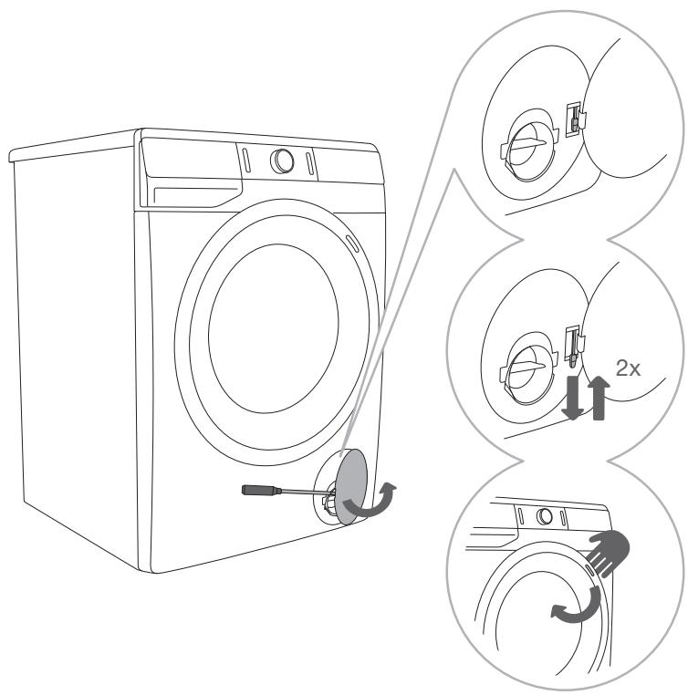 GORENJE WS168LNST - Ouverture manuelle du HUBLOT en cas de PANNE d'électricité ou quand le programme est en PAUSE - 1