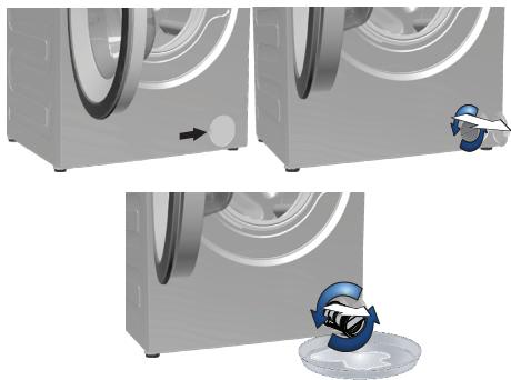 BEKO WMI 81441 - Si le produit ne dispose pas de tuyau de vidange en cas d'urgence, procédez comme suit pour évacuer l'eau : - 1