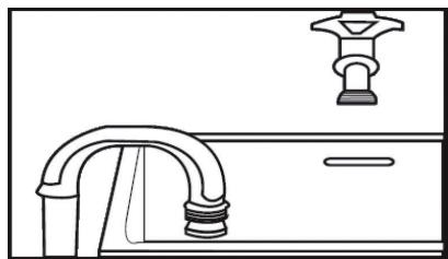 ESSENTIELB ELF 814DD4 - Sur le bord d'un lavabo à l'aide d'un coude en plastique (non fourni) : - 1