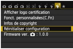 CANON EOS 250D - MENU rétablissement des réglages par défaut de l'appareil photo - 1