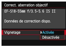 CANON EOS 250D - MENU correction du vignetage de l'objectif / de l'aberration chromatique - 2
