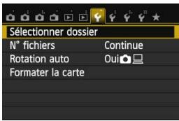 CANON EOS 250D - MENU création et sélection d'un dossier - 1