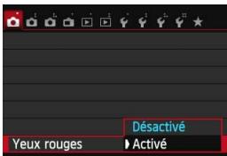 CANON EOS 250D - MENU atténuation des yeux rouges - 1