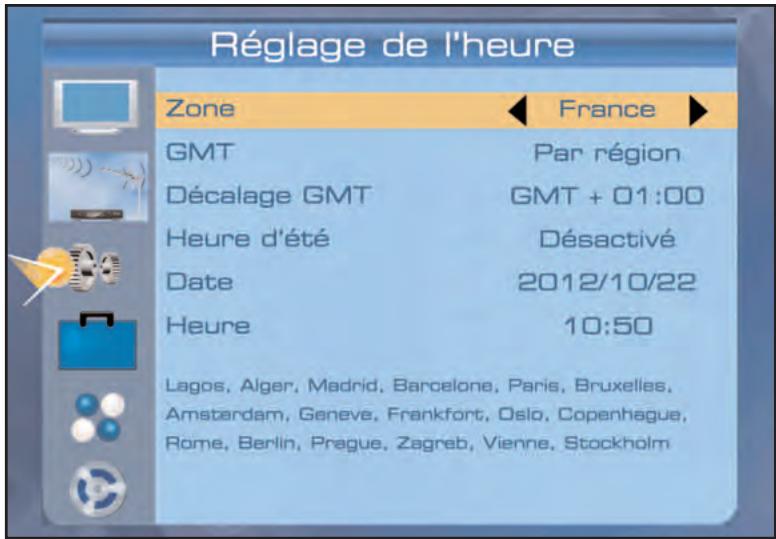 SERVIMAT TSF4500C - REGLAGES SYSTEME (menu Réglages de l'heure) - 1