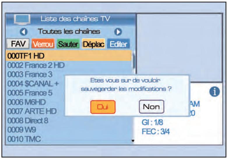 SERVIMAT TSF4500C - LISTE DES CHÂNÉS (sauvegarde des modifications) - 1
