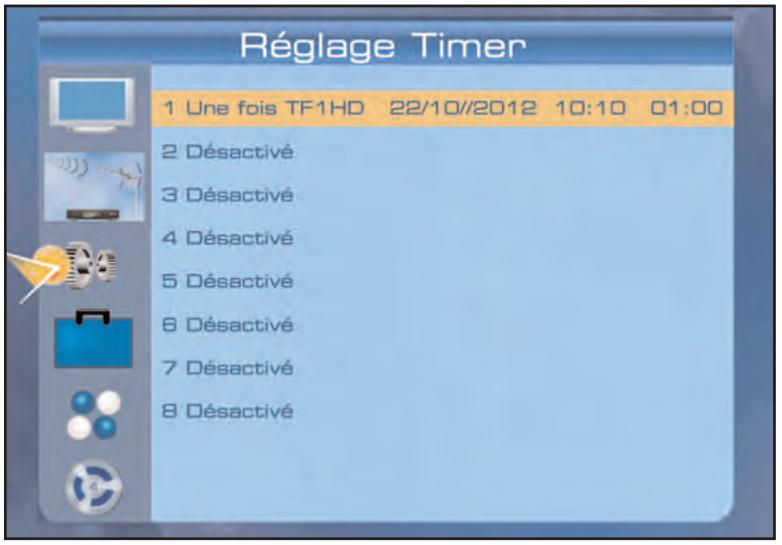 SERVIMAT TSF4500C - REGLAGES SYSTEME (menu Réglages Timer pour supprimer un enregistrement) - 1