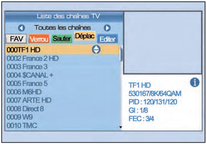 SERVIMAT TSF4500C - LISTE DES CHAINES (déplacer une chaîne dans une liste) - 1