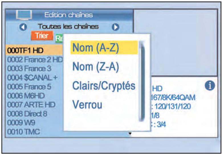 SERVIMAT TSF4500C - LISTE DES CHAINES (trier les chaînes) - 1