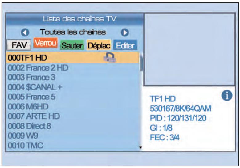 SERVIMAT TSF4500C - LISTE DES CHAINES (chaine verrouillée) - 1