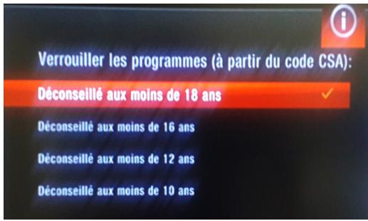 CGV 70019 PREMIO SAT HDW3 - Selection de la protection des enfants - 1